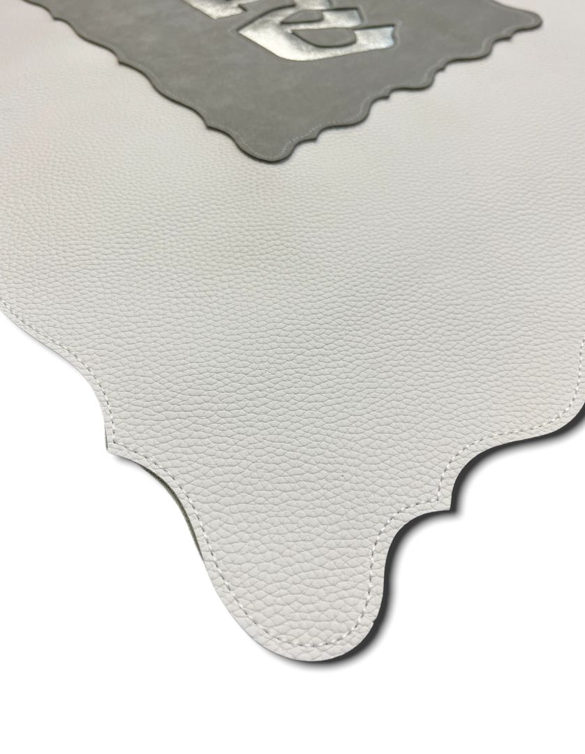 Gorgeous luxurious leather like Challah Cover - laser cut, wavy edges for shabbat 17 x 21"