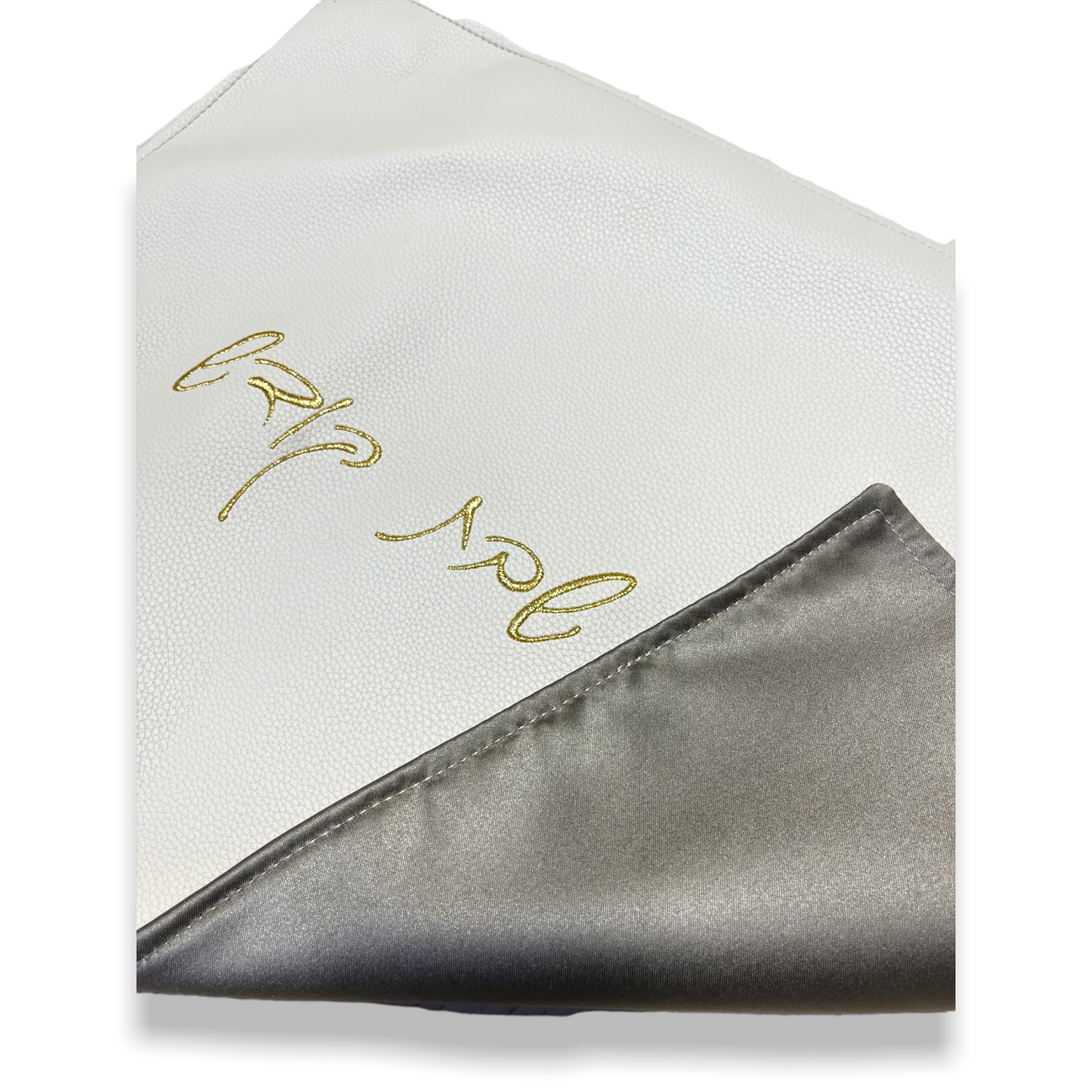 Faux leather embroidered challah cover Lichvod shabbat kodesh Beige