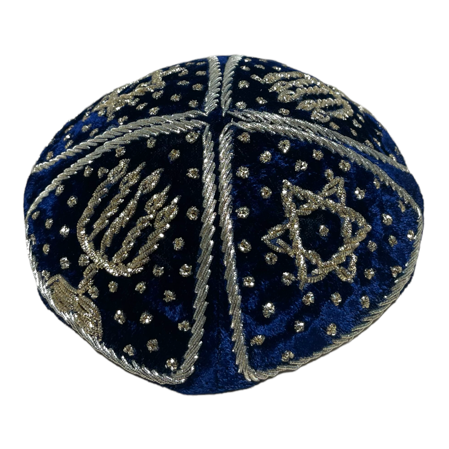 Original Handmade Persian groom kippah velvet with Menorah and Magen David crafted by hand satin velvet Persian wedding