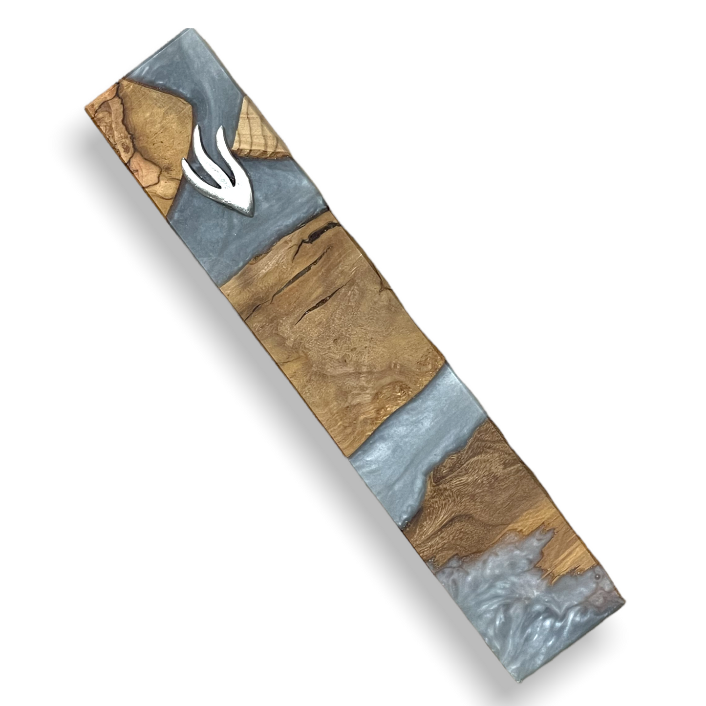 Epoxy and wood fancy mezuzah made in Israel-Grey