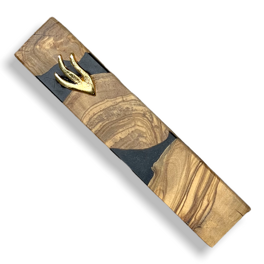 Epoxy and wood fancy mezuzah made in Israel-Black