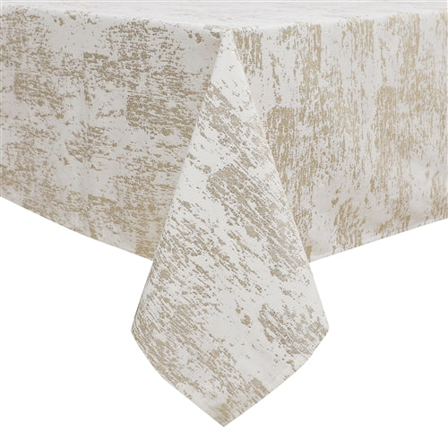 Velvet Tablecloth White Gold Mosaic Print EXTRA WIDE
