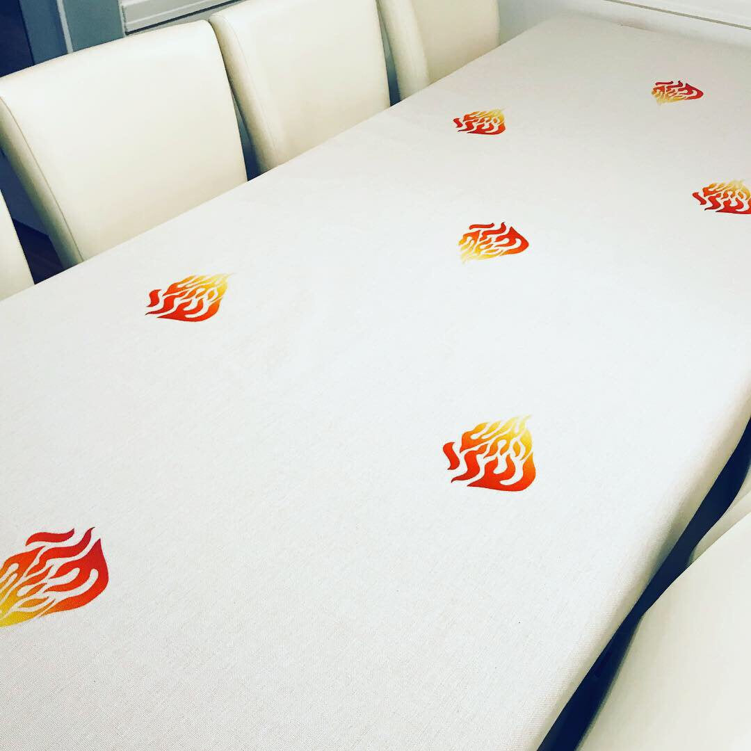 Ha esh sheli breslev tablecloth original design by Broderies de France. - Broderies De France USA