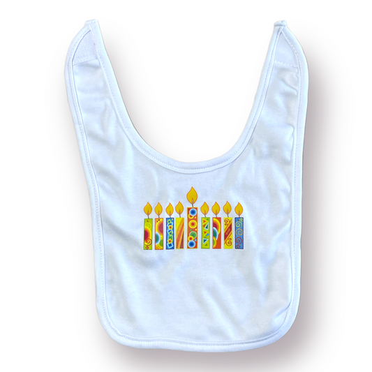 Hanukkah Polly cotton menorah baby bibs