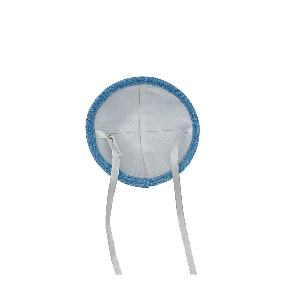 Brit Milah Linen 4” (10cm) Embroidered Baby Kippah with Laces. L