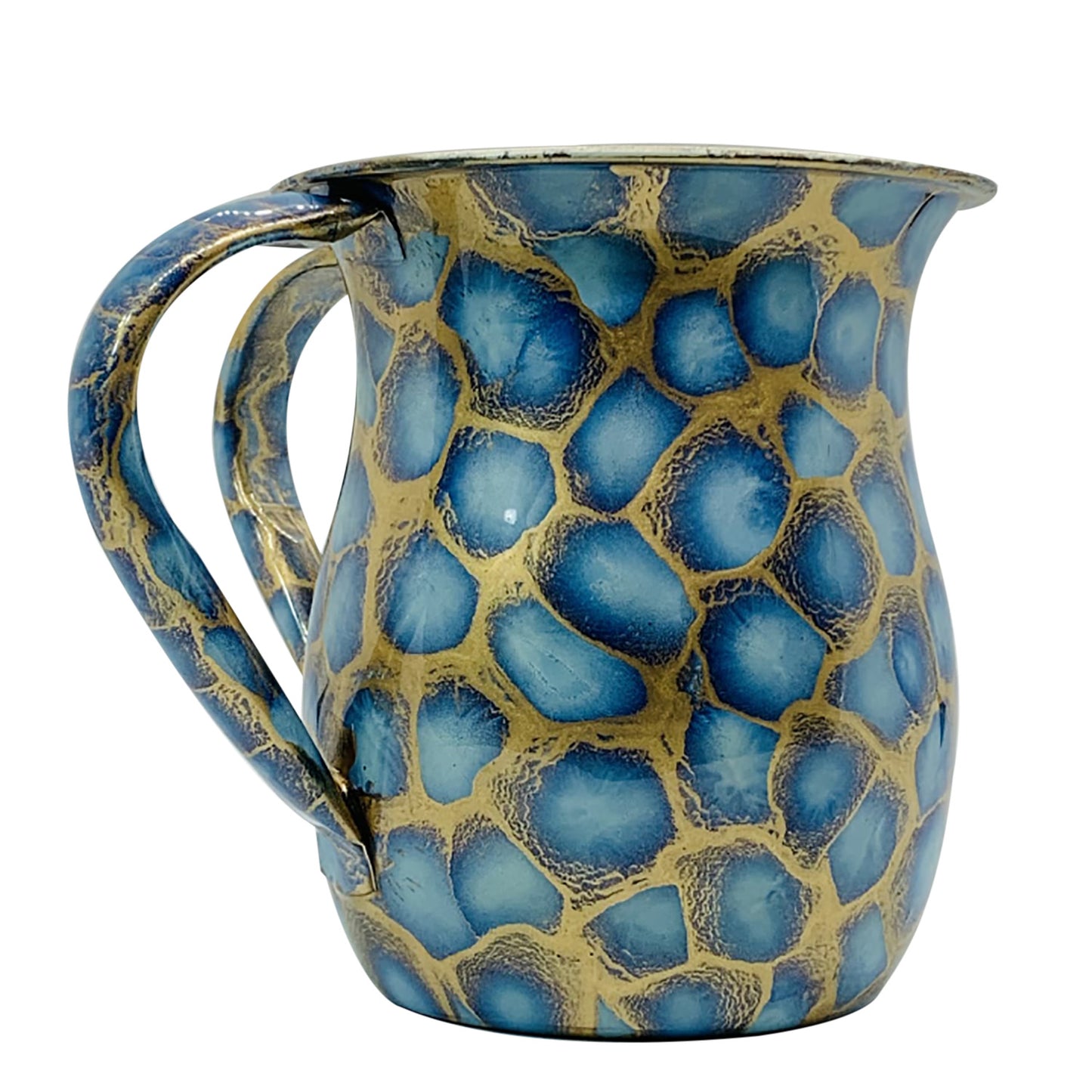 Wash Cup Stainless Steel blue marble 5.5"H