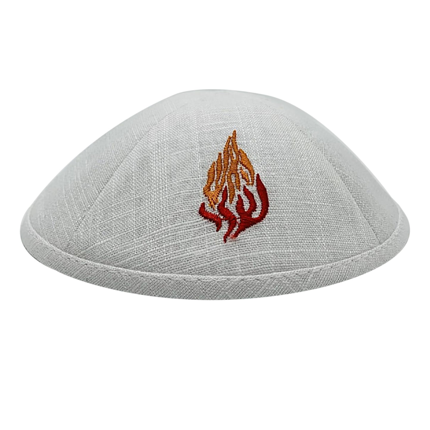 Embroidered Breslev Linen Kippah My Fire "Haesh Sheli"