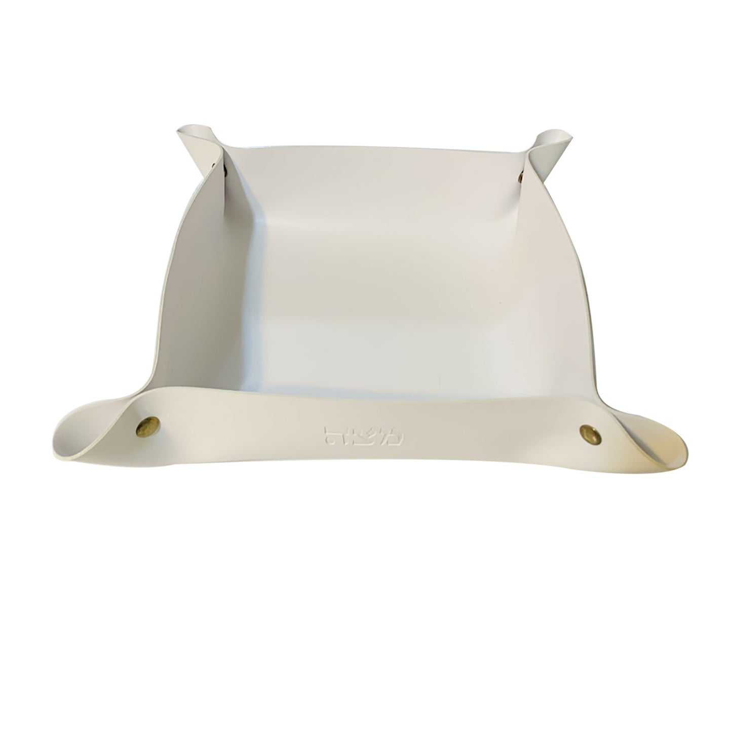 Faux leather folding matzah tray 9.5 x 9.5” White