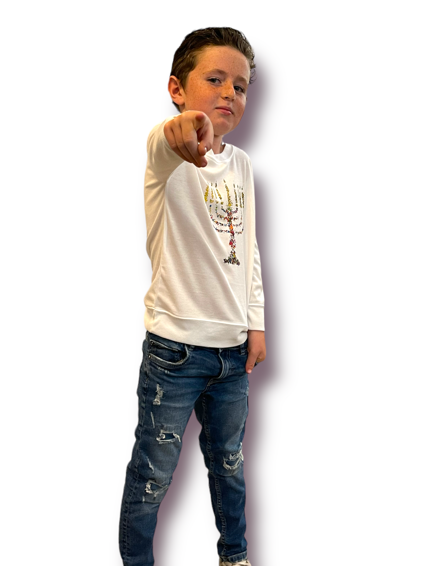All sizes Long Sleeve Hanukkah kids poly sweatshirt Crew Neck – PolyCotton blend Hanukkah decoration kids Hanukkah outfit