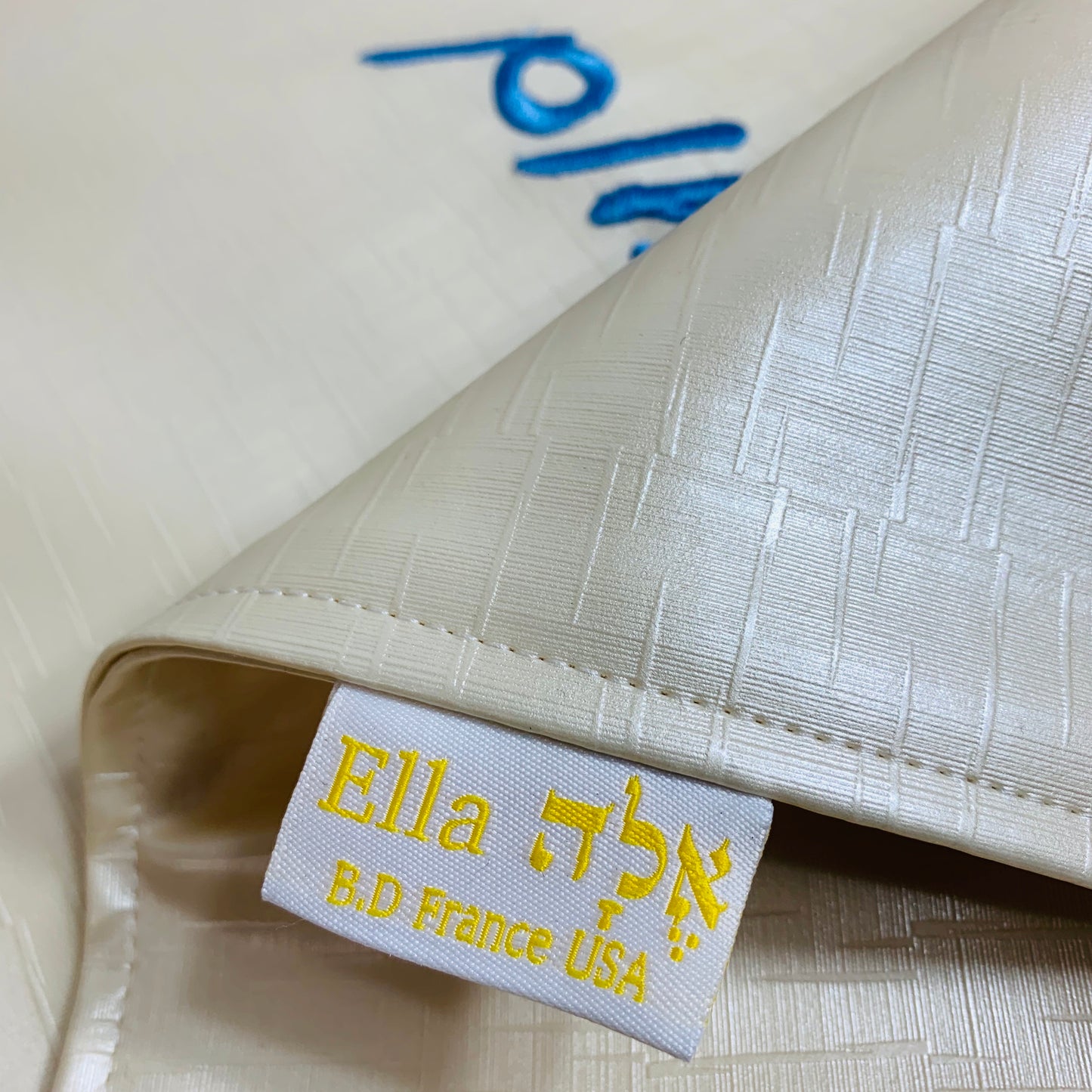 Embroidered Pearl white Vinyl Challah Cover For Shabbos And Holidays