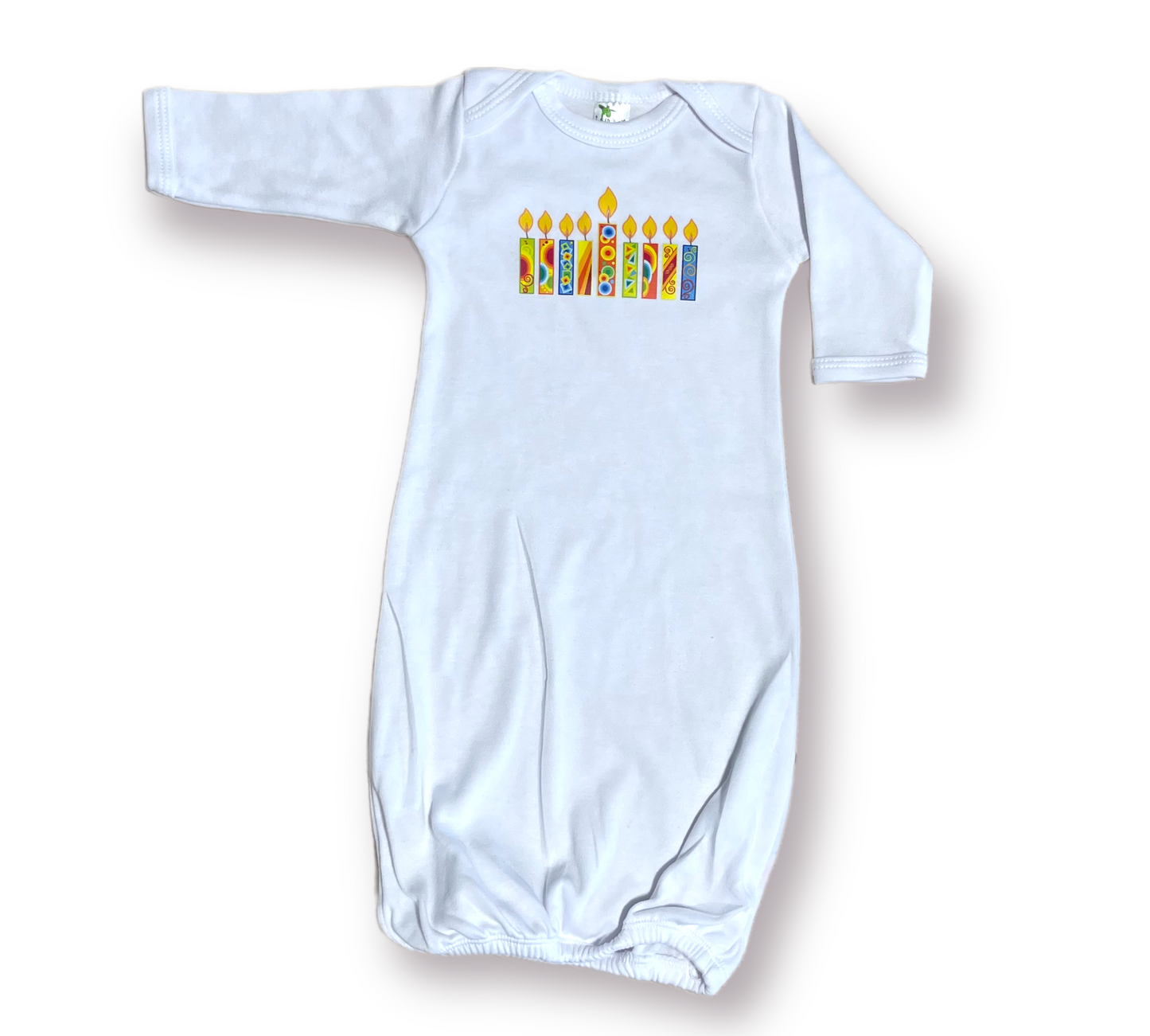 0-3 months Hanukkah Baby gown menorah