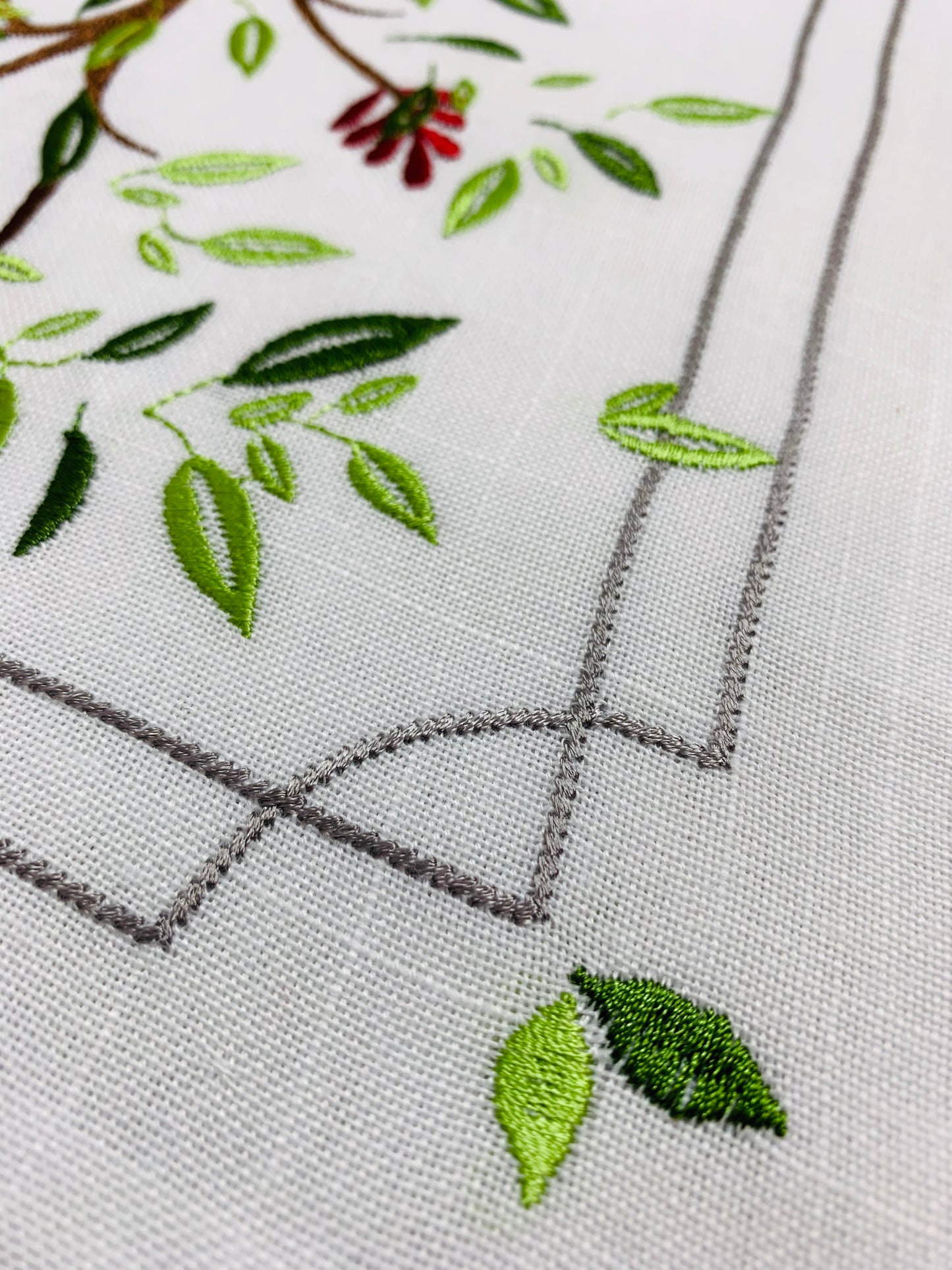 All Linen Embroidered Tree of Life עץ החיים Challah Cover