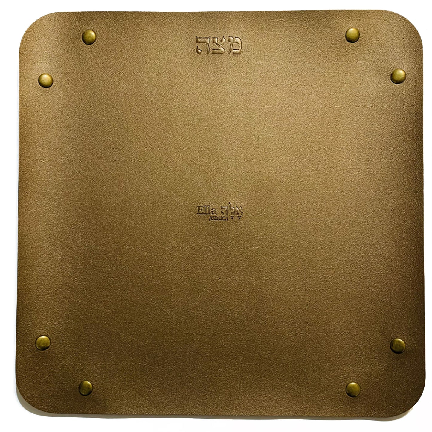Faux leather folding matzah tray 9.5 x 9.5” Bronze