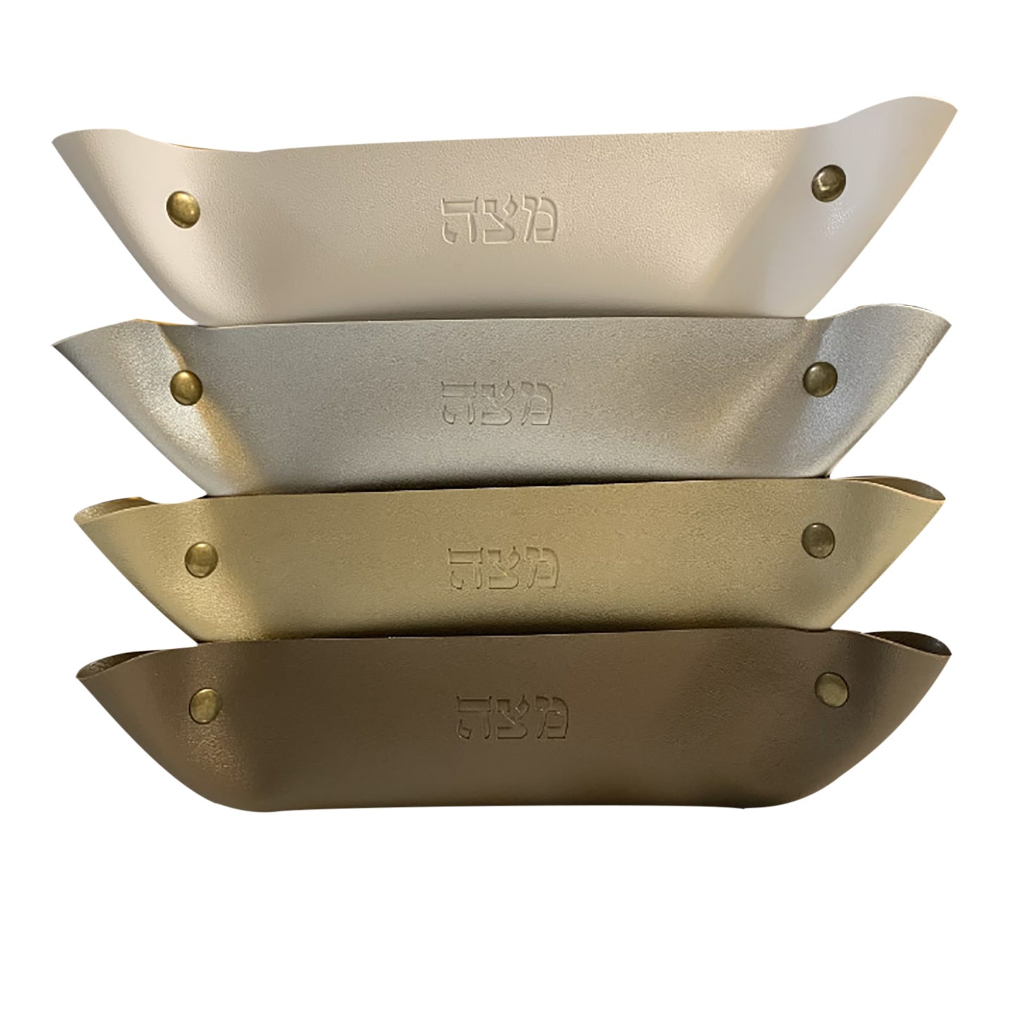 Faux leather folding matzah tray 9.5 x 9.5” Silver