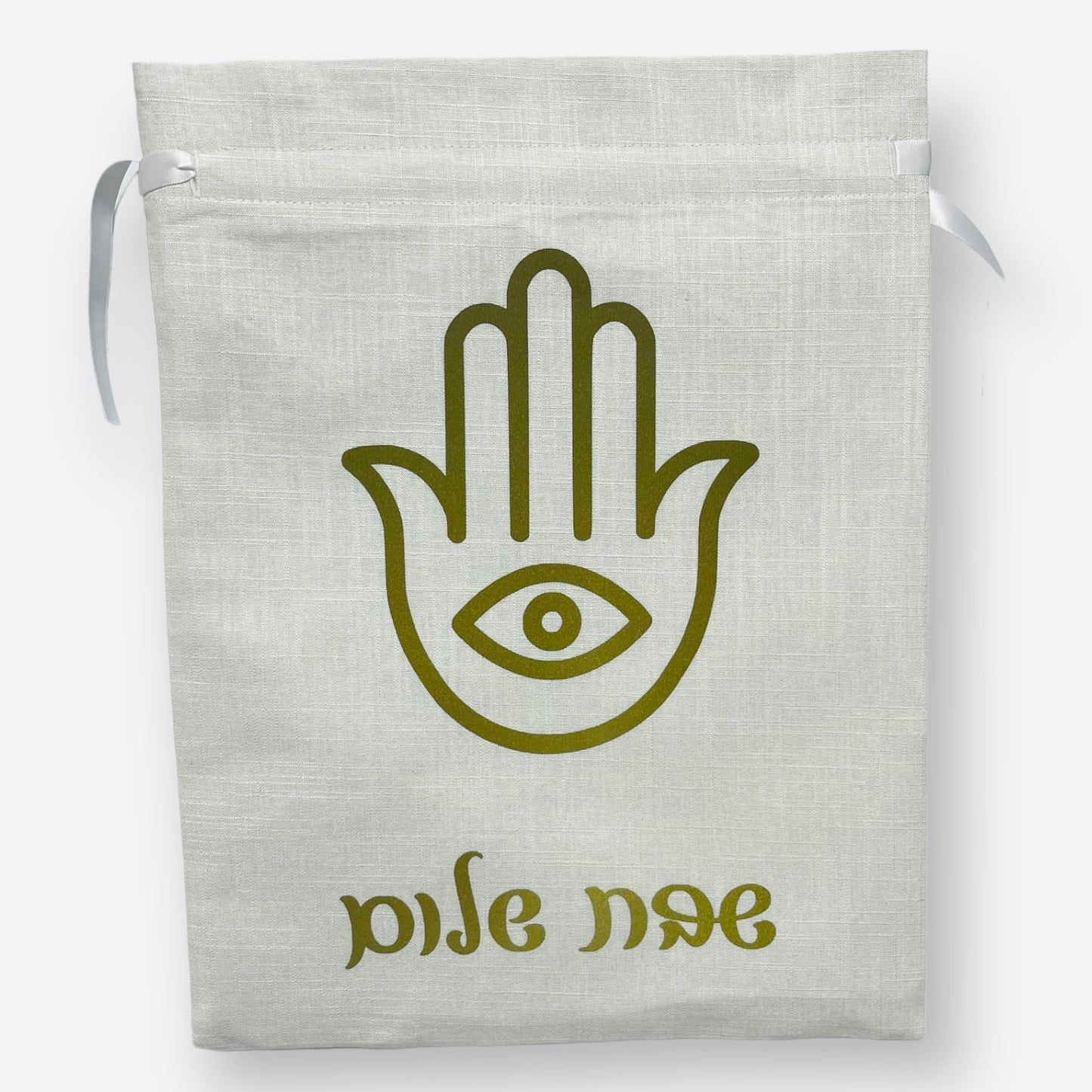 30 x 40cm Printed Linen Challah bag with satin lining and closing lase