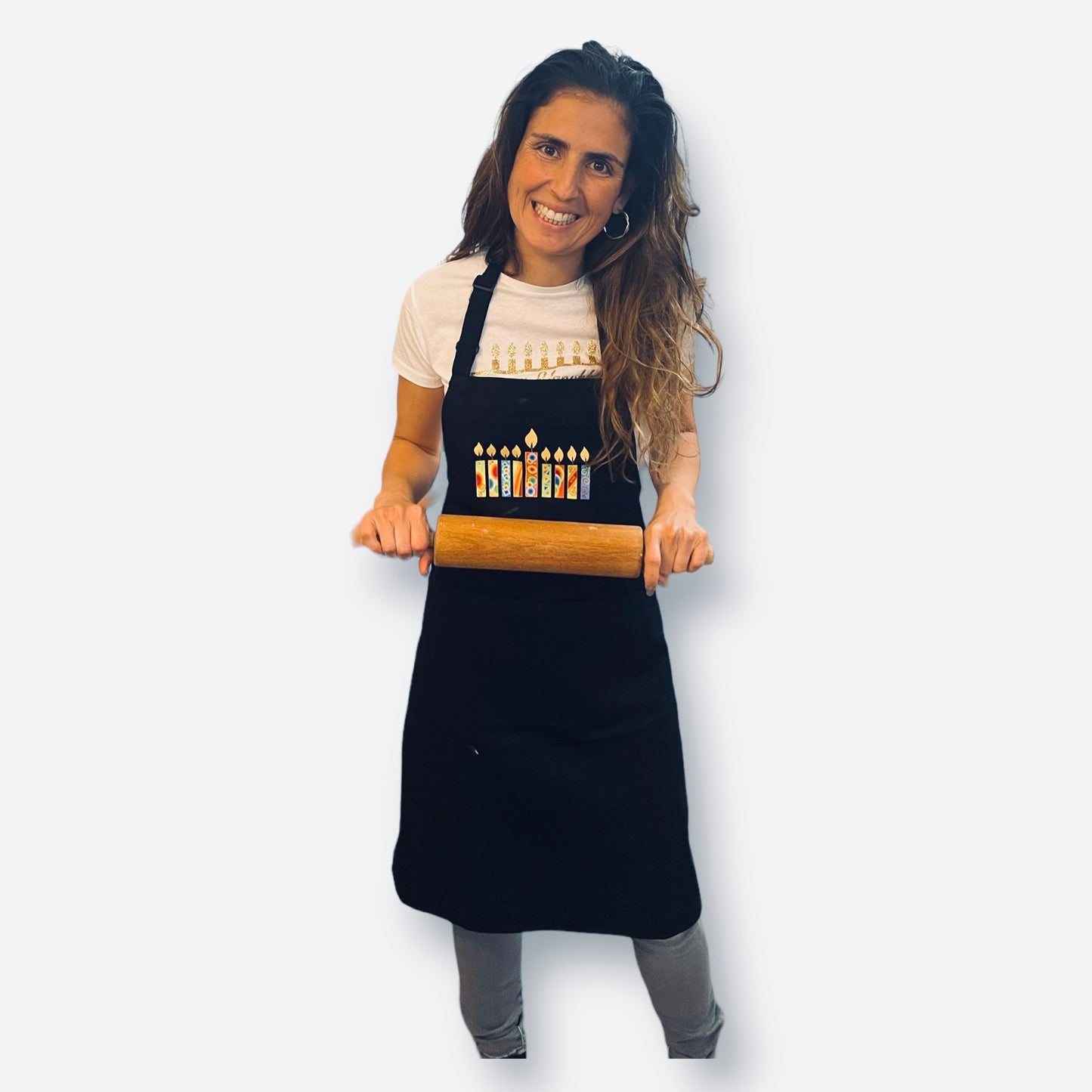 Hanukkah apron 100% cotton colorful Hanukkah candles