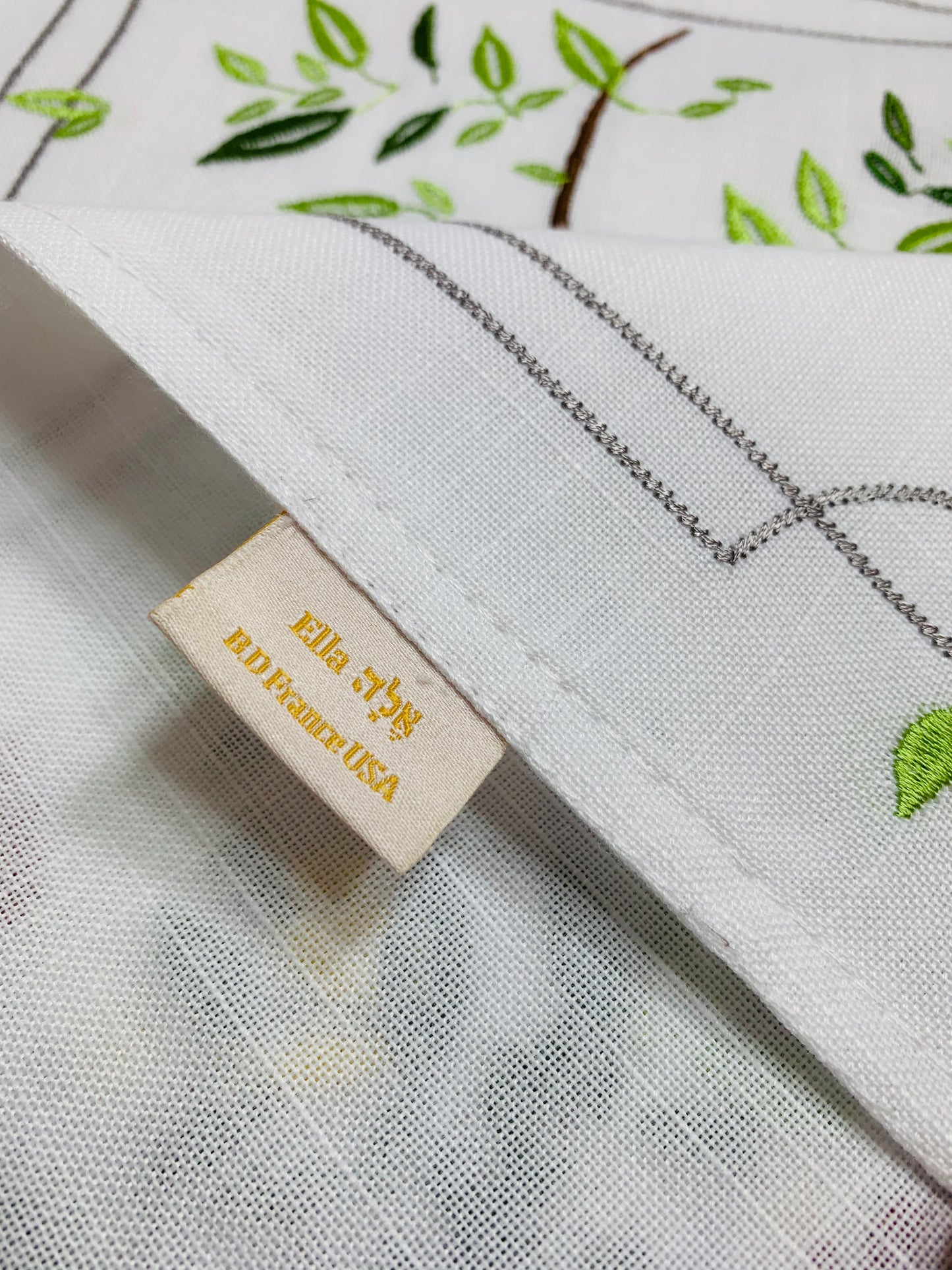 All Linen Embroidered Tree of Life עץ החיים Challah Cover