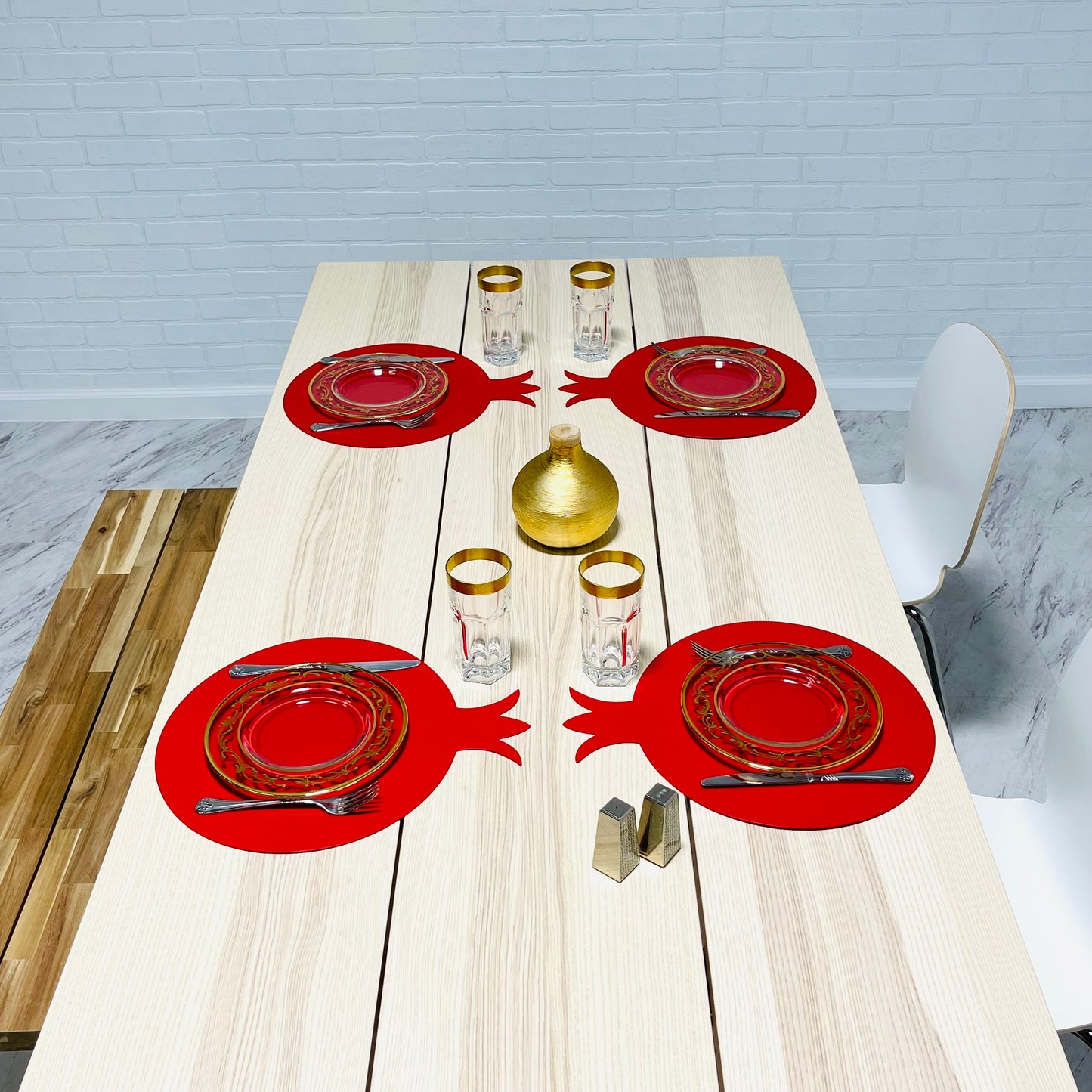 6 Pack Pomegranate Placemats Faux leather