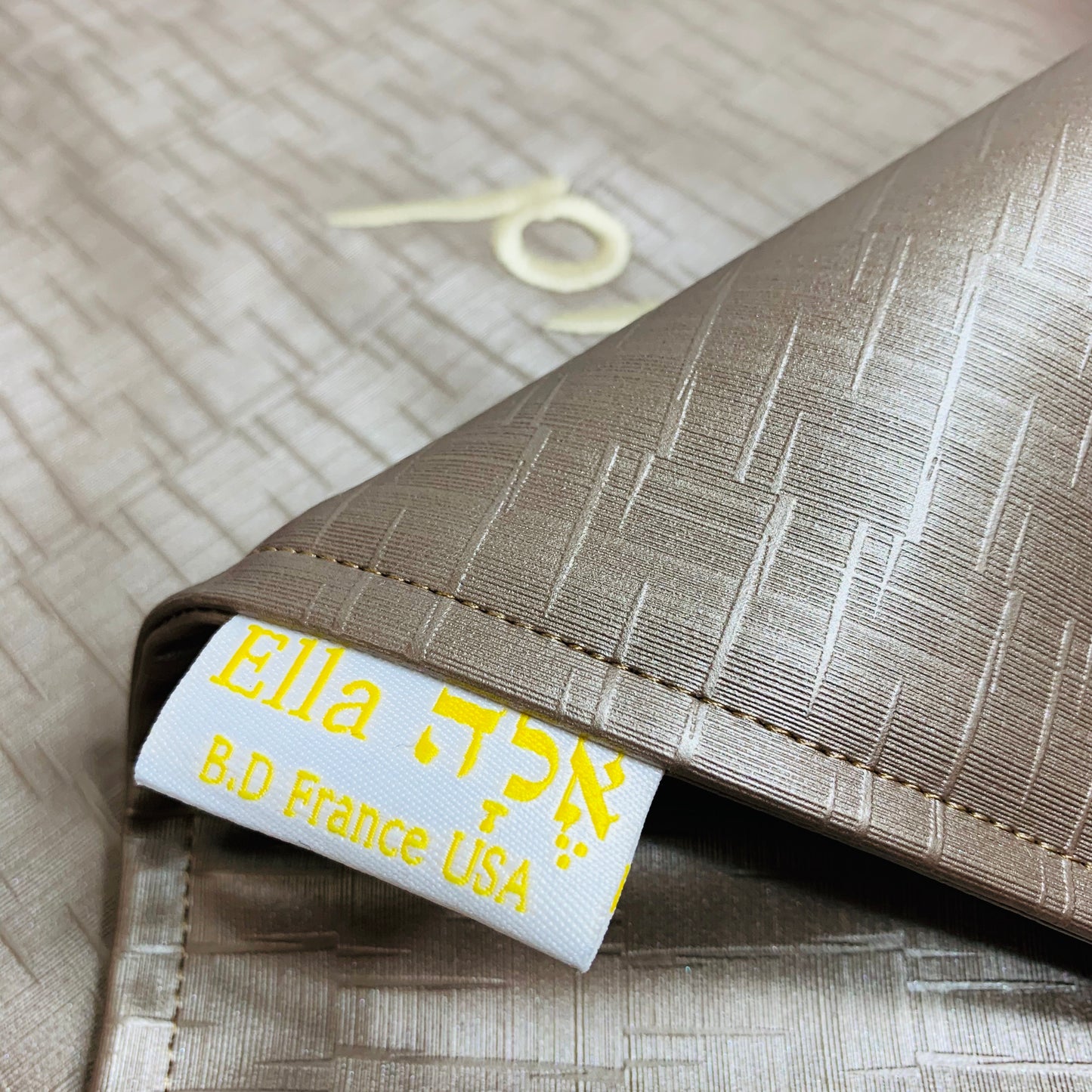Fancy Embroidered Taupe Vinyl Challah Cover For Shabbos And Holidays