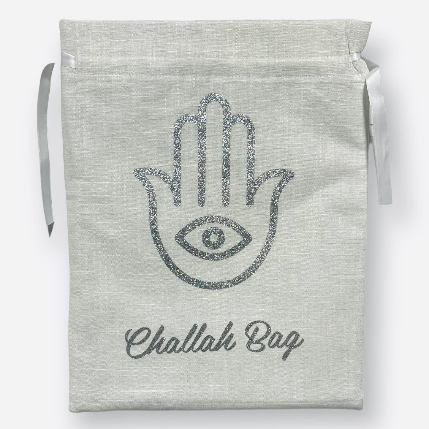 30 x 40cm Printed Linen Challah bag with satin lining and closing lase