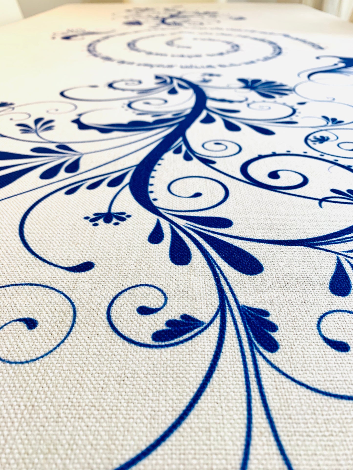 Navy Blue Shalom Aleichem Tablecloth