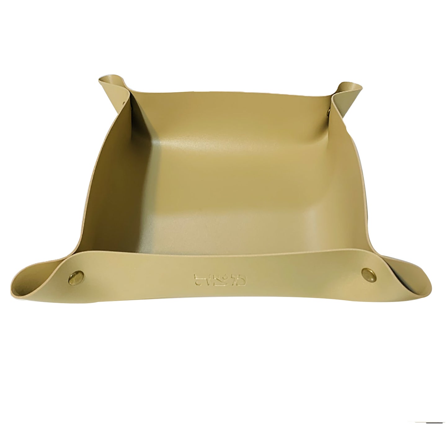 Faux leather folding matzah tray 9.5 x 9.5” Gold