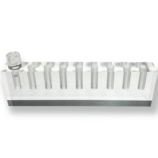 Fancy crystal clear lucite oil menorah 13.5 x 4 x 1.5” block