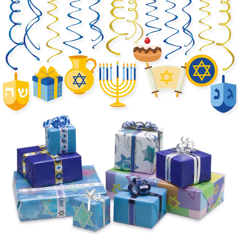 Foil Swirl Hanukkah Decorations