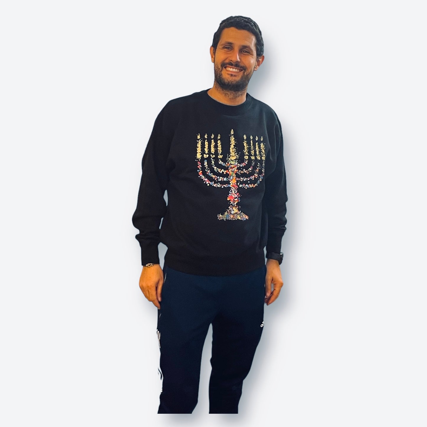 Unisex colorful menorah Hanukkah cotton sweatshirts