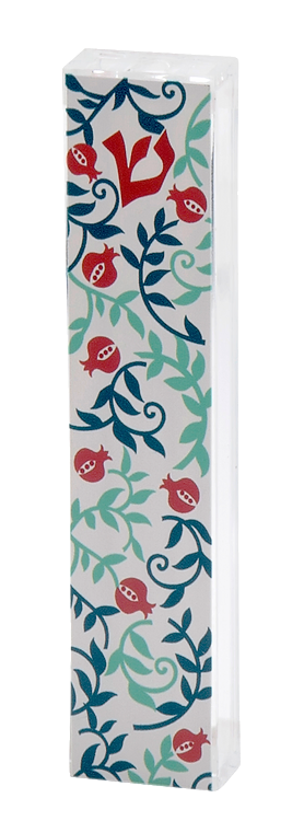 Mezuza case Acrylic in colorful pomagranate 2 Made in Israel