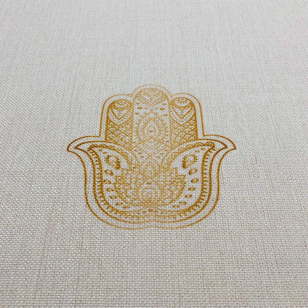 Gold Shabbat Shalom Tablecloth Linen Cotton Blend