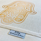 Gold Hamsa Tablecloth. Original Design by Broderies de France