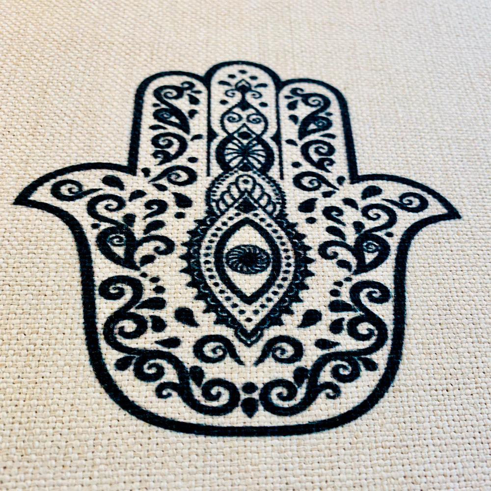 Black Hamsa Tablecloth. Original Design by Broderies de France
