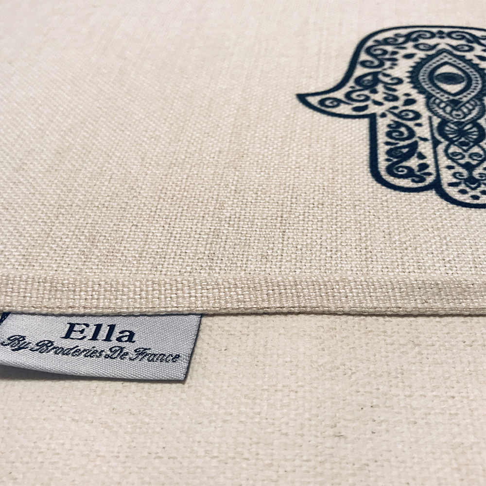 Black Hamsa Tablecloth. Original Design by Broderies de France