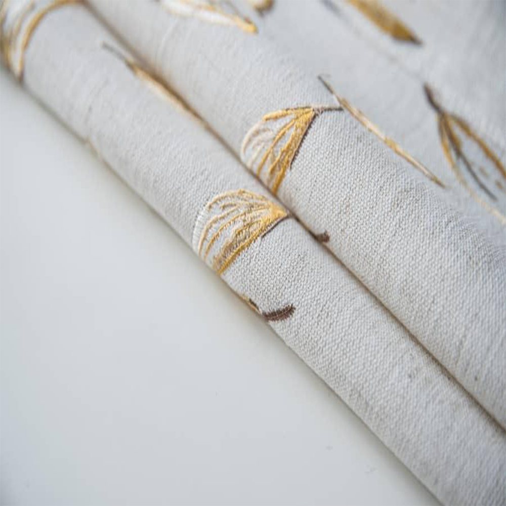 Gold leaves embroidered on beautiful soft waterproof linen. + 2 Matching pillowcases.