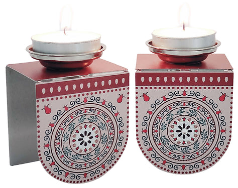 Pomegranate mandala tulip candlesticks Made in israel