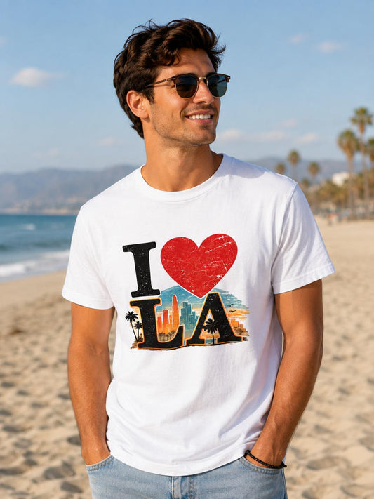 I Love LA T-Shirt | Vintage Skyline Palm Tree Graphic Tee