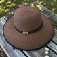 Wide Brim Straw Sun Hat – Floppy Raffia Beach Hat with Bow (Black)