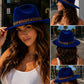 Velvet Wide Brim Fedora Hat with Leopard Band | Luxury Women's Fedora