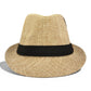 Classic Tan Fedora Hat | Lightweight Straw Trilby, Black Band, Unisex Summer Beach Vacation Accessory