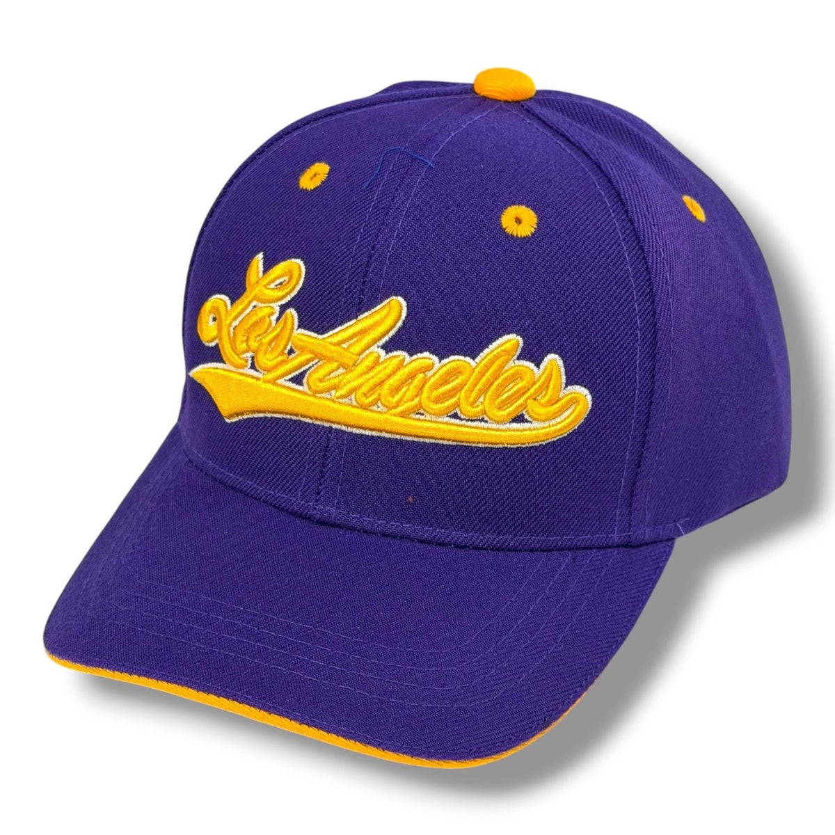 Kids Los Angeles Embroidered Snapback Cap | Youth Baseball Hat, Purple Yellow