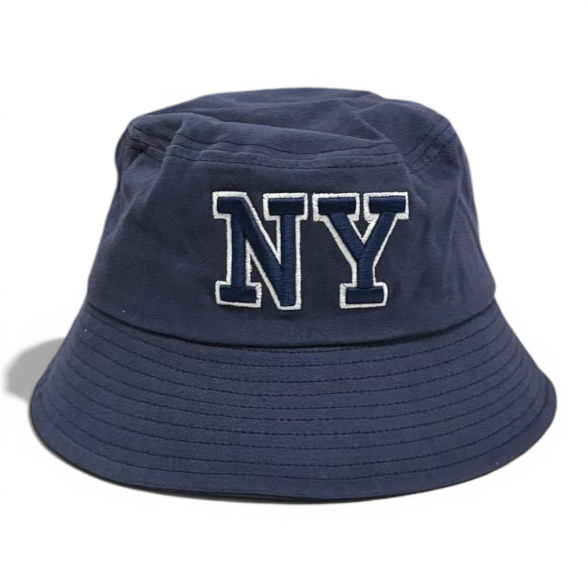 Navy Blue Embroidered NY Bucket Hat | Cotton Travel Sun Fisherman Cap