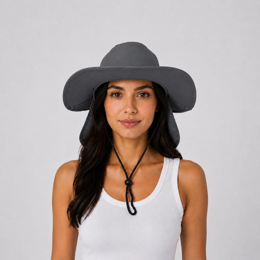 Wide Brim Sun Hat with Neck Flap | UPF 50+ Outdoor Boonie Fishing Hiking Hat
