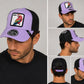Lavender Parrot Trucker Hat | Embroidered Bird Patch Snapback Cap