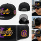 Vintage LA Hustlers Snapback Hat, Embroidered Basketball Cap, Purple Gold Streetwear