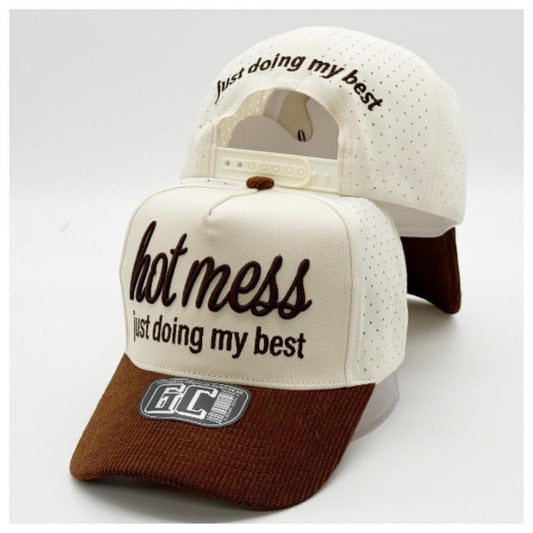 Hot Mess Trucker Hat – Cream Brown