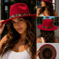 Velvet Wide Brim Fedora Hat with Leopard Band | Luxury Women's Fedora