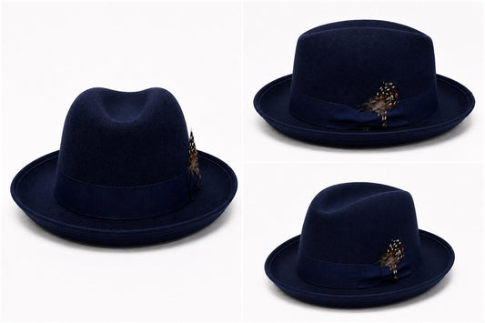 Luxury Wool Fedora Hat with Feather Accent | Wide Brim Unisex Dress Hat