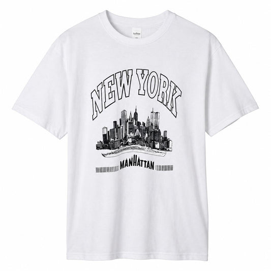 New York Manhattan Skyline Graphic T-Shirt | Vintage NYC Souvenir Tee