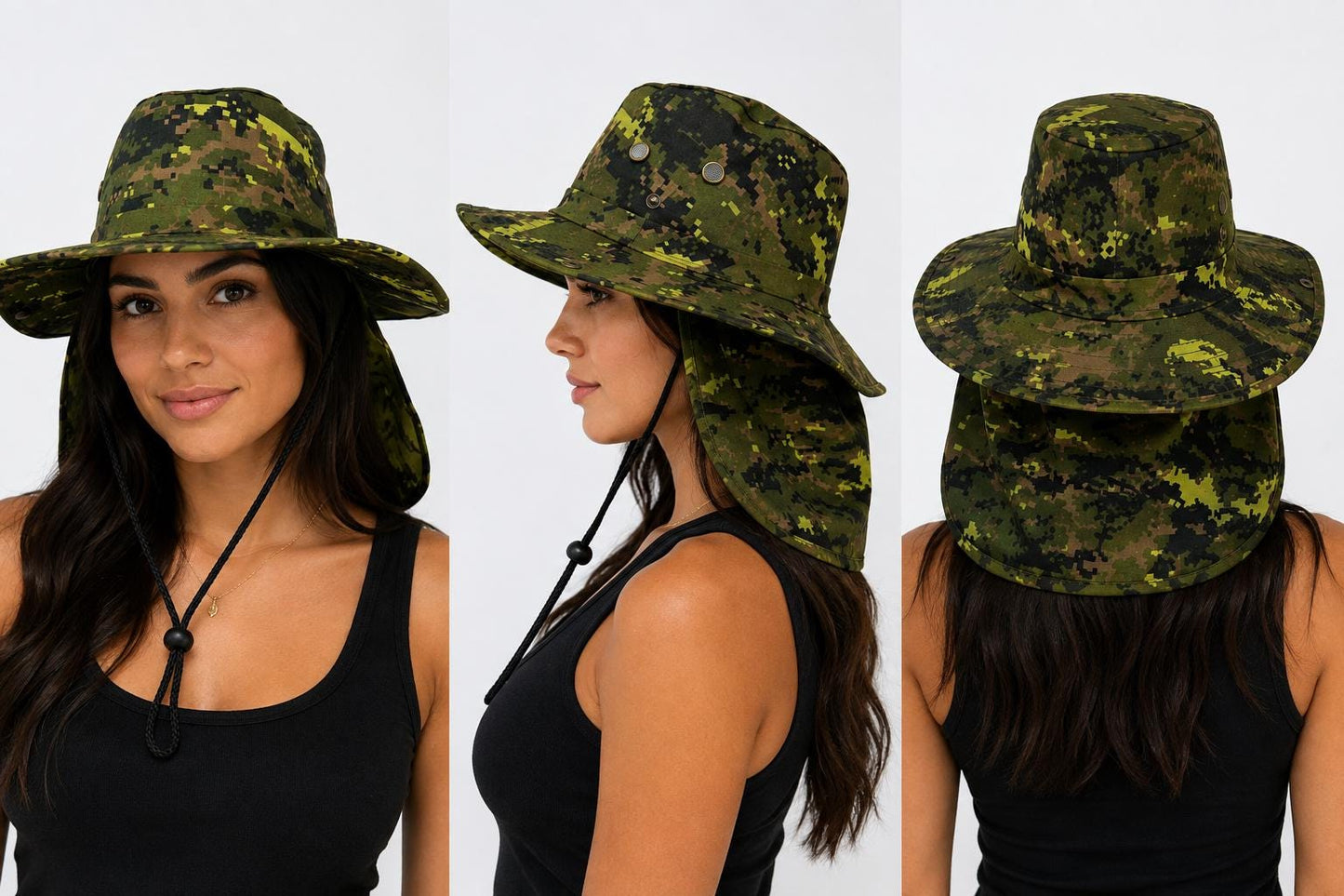 Wide Brim Boonie Sun Hat with Neck Flap | UPF 50+ Fishing Hiking Outdoor Protection
